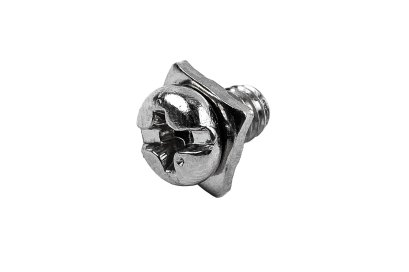 [E] น็อตยึดสายไฟ สแตนเลสชุบนิกเกิ้ล M4x6 mm พร้อมแหวนทรงสี่เหลี่ยม ขนาด 7x7 mm